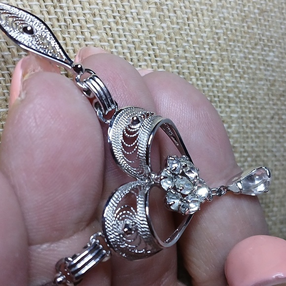 Vintage Amlee Sterling Silver Necklace CZs - Picture 6 of 10